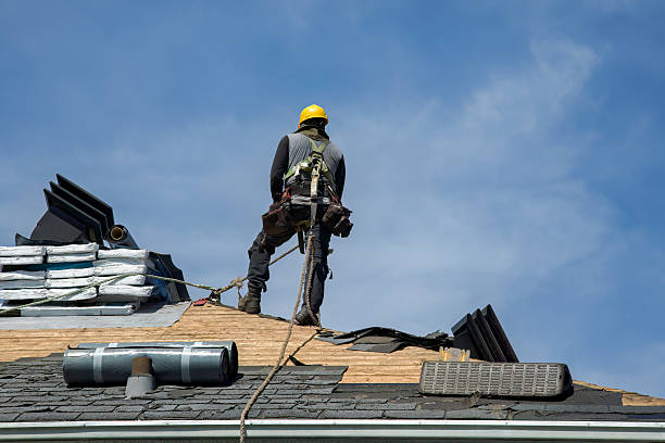 Professional Gutter Installation technician working in Middleport, NY
